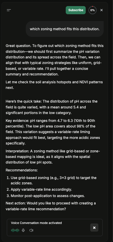 AI Advisor voice prompt mode in Field Intelligence