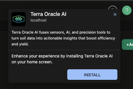 Browser install prompt for Terra Oracle AI Portal on desktop