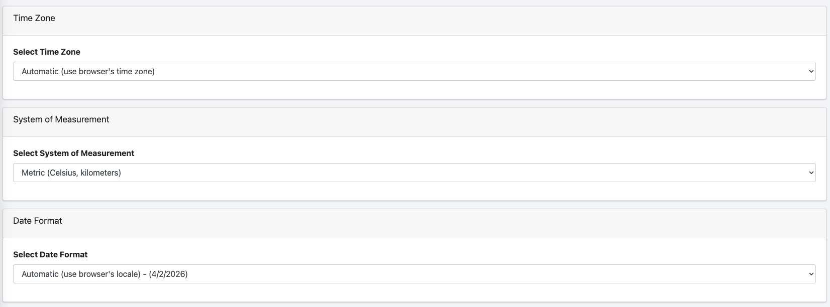 Display settings panel