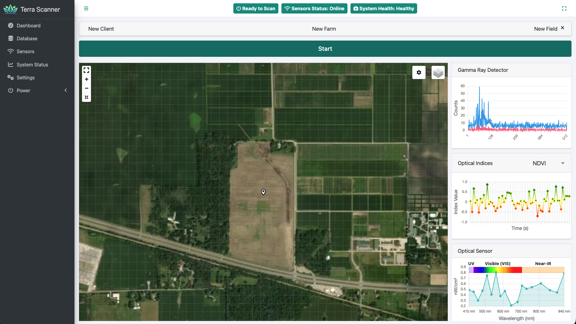 Initiate scan from main map interface