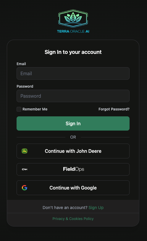 Portal login screen with sign-in options