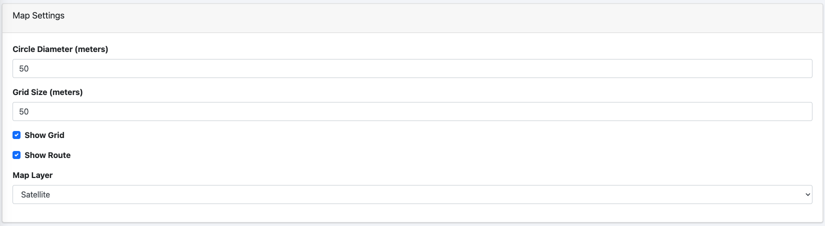 Map settings configuration