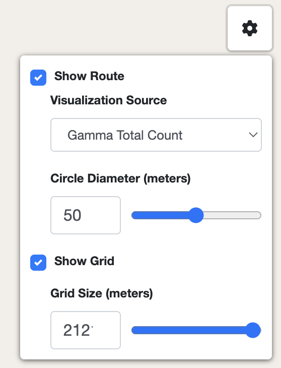 Map settings panel in dashboard