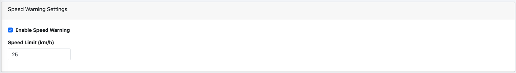 Speed monitoring settings